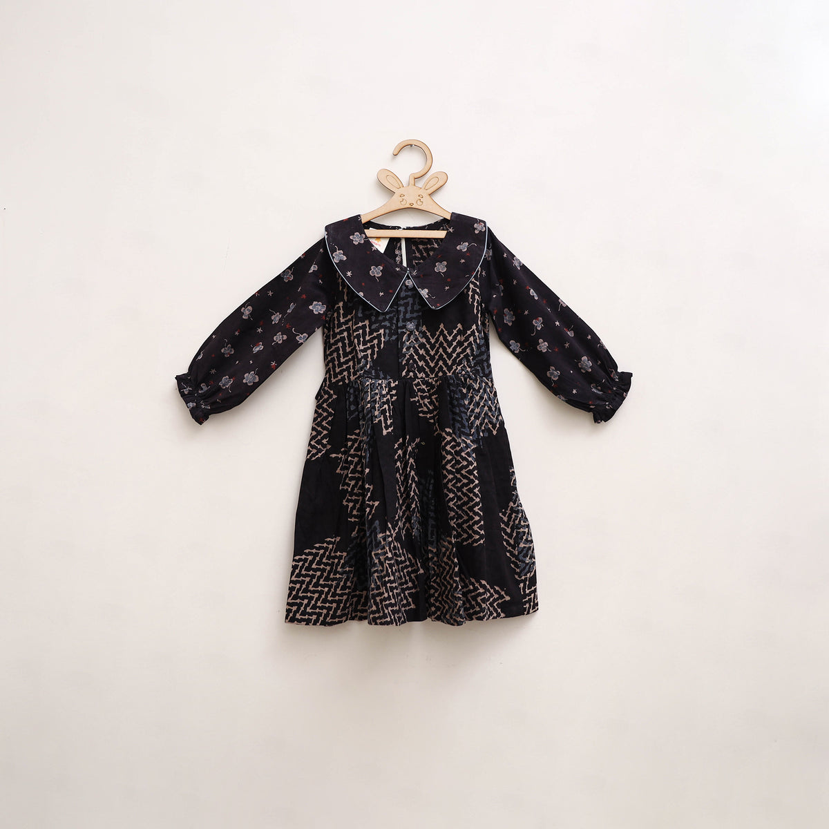 Pure Cotton Girls Frock Dress in Ajrakh Block Print (3-4 Years) 37