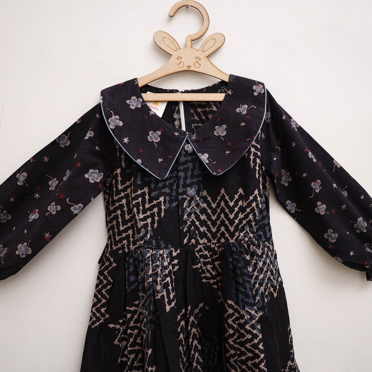 Pure Cotton Girls Frock Dress in Ajrakh Block Print (3-4 Years) 37