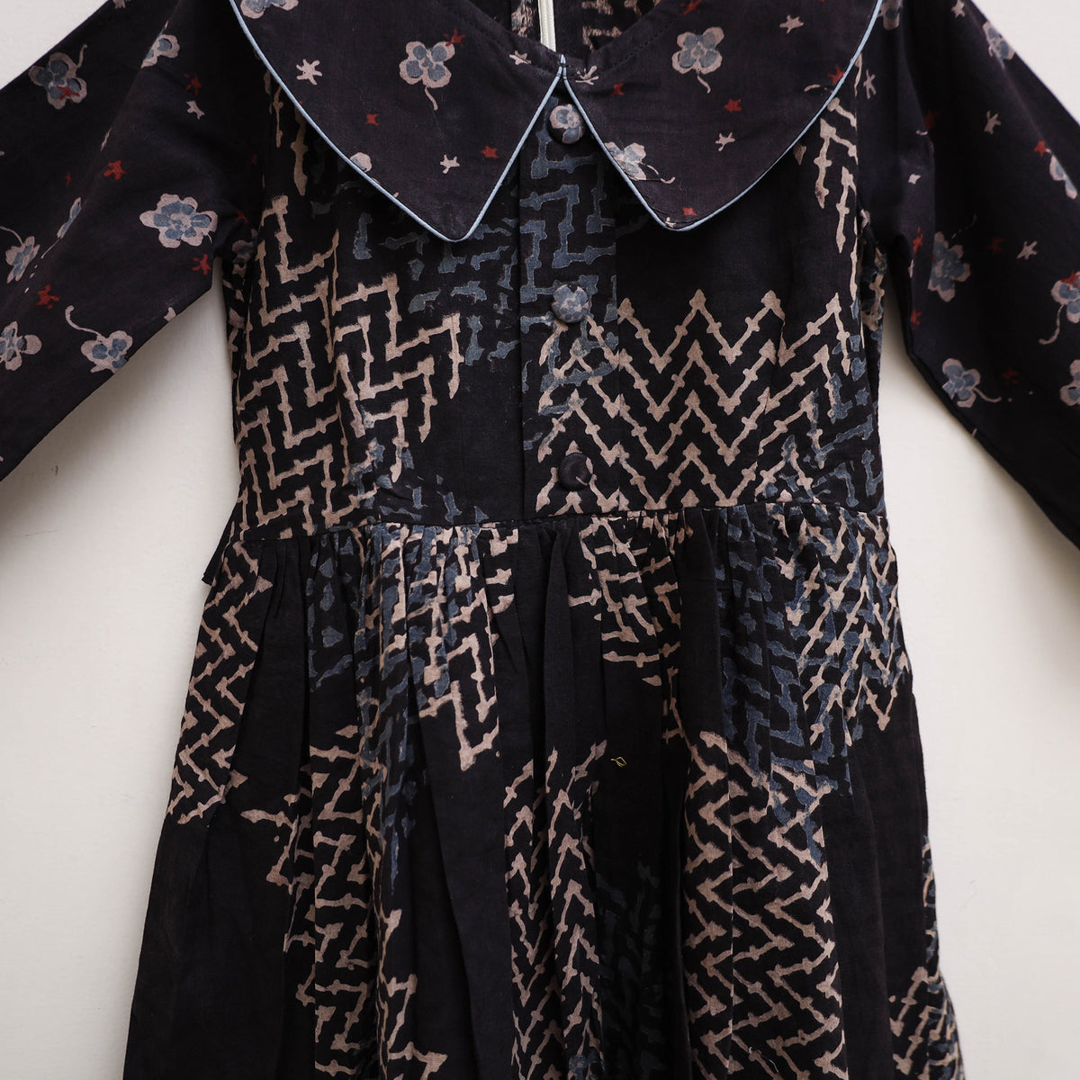 Pure Cotton Girls Frock Dress in Ajrakh Block Print (3-4 Years) 37