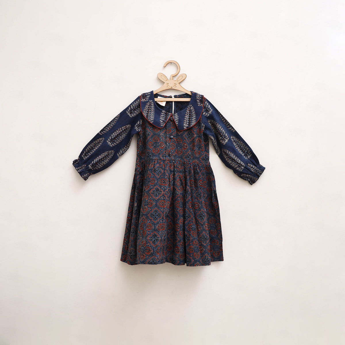 Pure Cotton Girls Frock Dress in Ajrakh Block Print (3-4 Years) 38