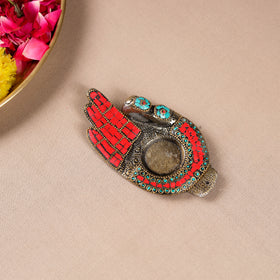 Tibetan hamsa stone work white metal incense stick & tea