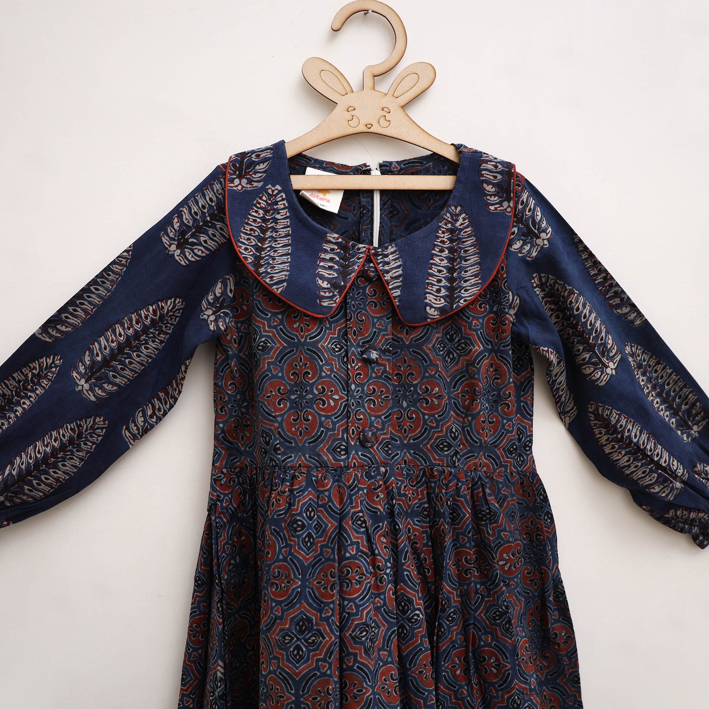 Pure Cotton Girls Frock Dress in Ajrakh Block Print (3-4 Years) 38