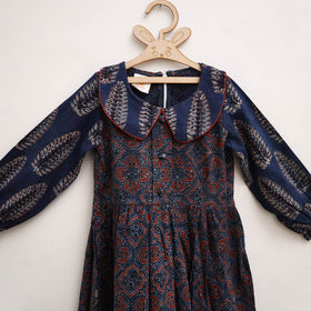 Pure Cotton Girls Frock Dress in Ajrakh Block Print (3-4 Years) 38