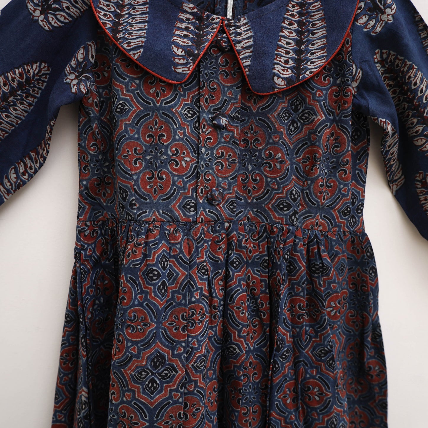 Pure Cotton Girls Frock Dress in Ajrakh Block Print (3-4 Years) 38