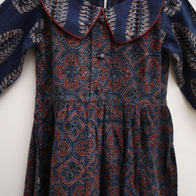 Pure Cotton Girls Frock Dress in Ajrakh Block Print (3-4 Years) 38