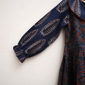 Pure Cotton Girls Frock Dress in Ajrakh Block Print (3-4 Years) 38