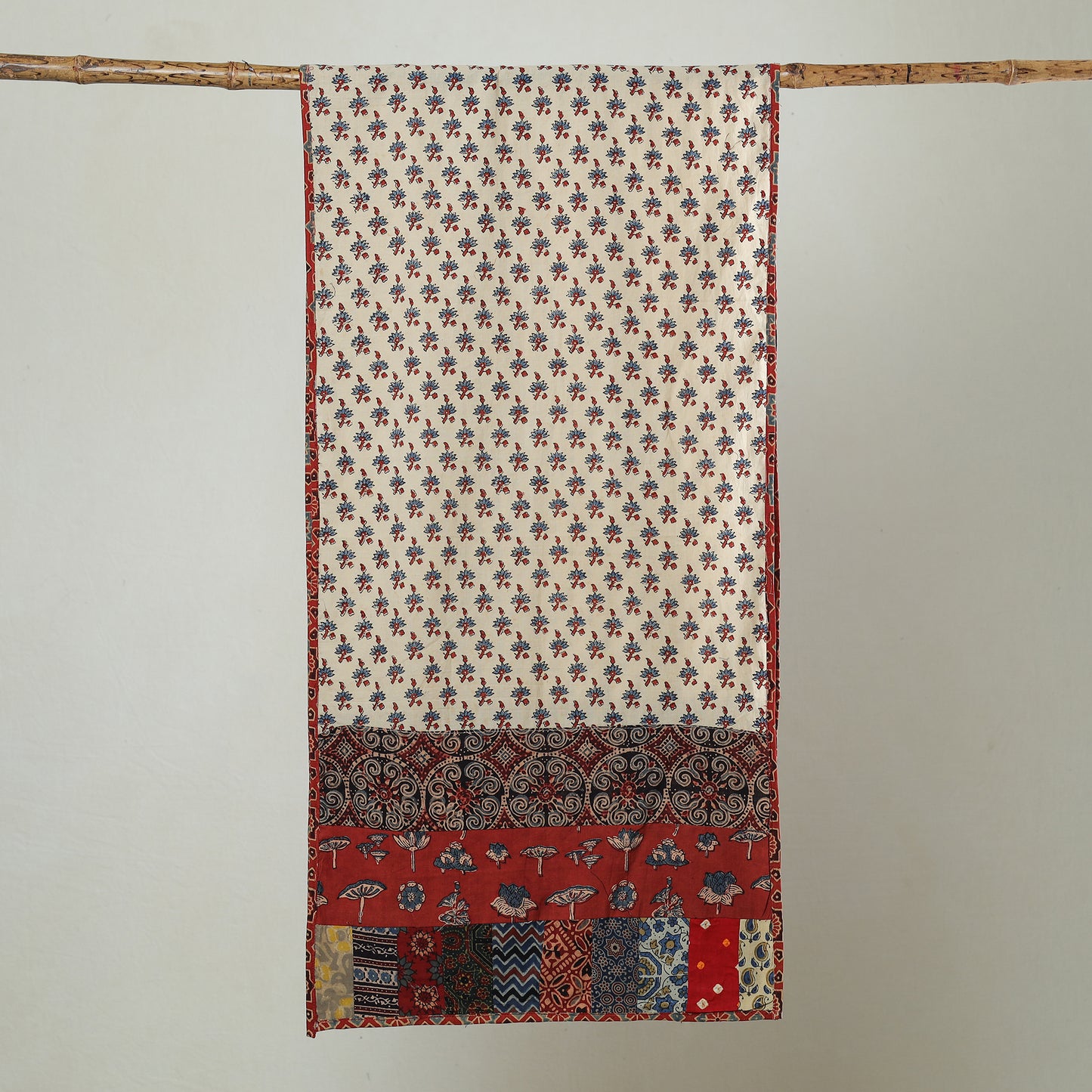 Multicolor - Patchwork Cotton Stole in Ajrakh Block Prints 10