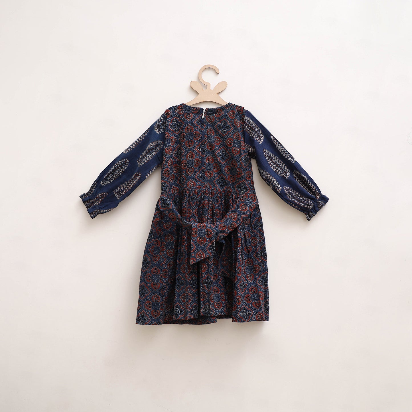 Pure Cotton Girls Frock Dress in Ajrakh Block Print (3-4 Years) 38