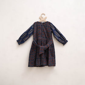 Pure Cotton Girls Frock Dress in Ajrakh Block Print (3-4 Years) 38