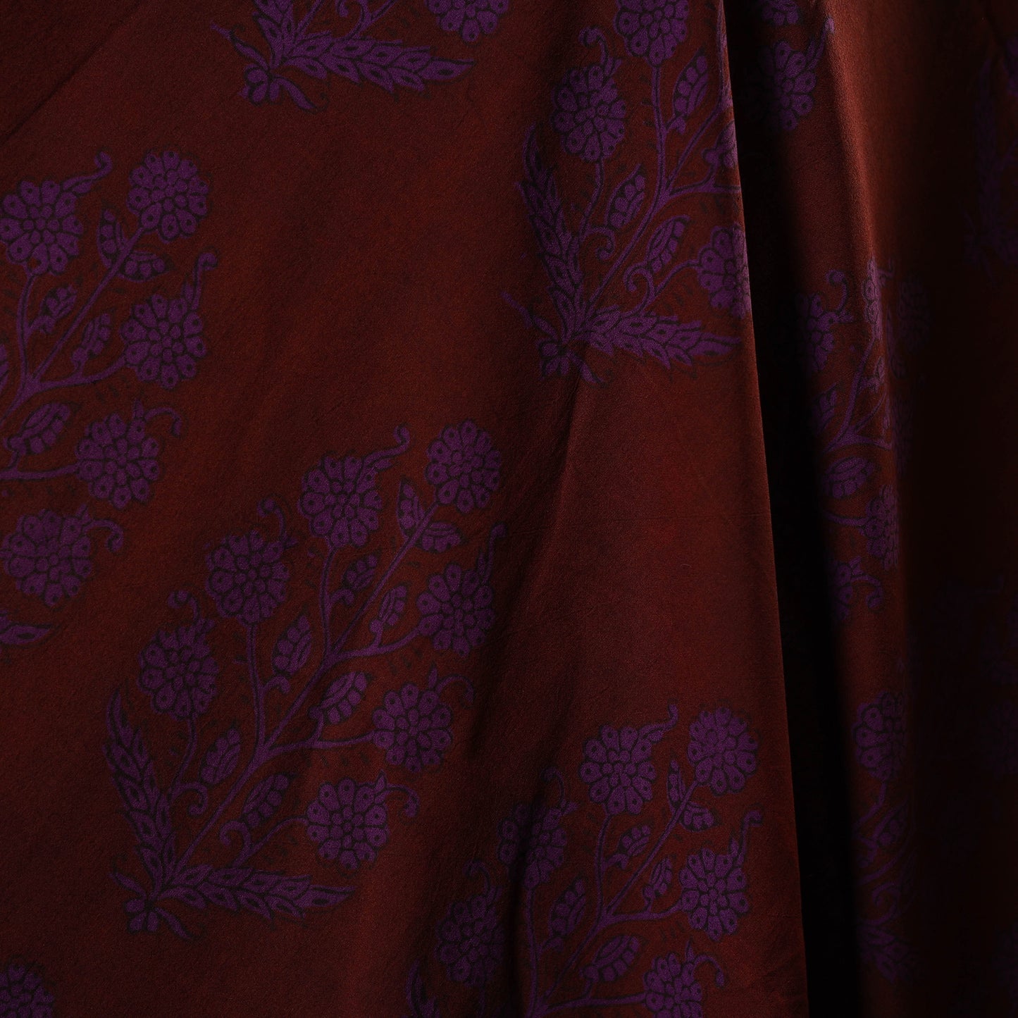 Maroon - natural dyed cotton bagh fabric 02 - handcrafted