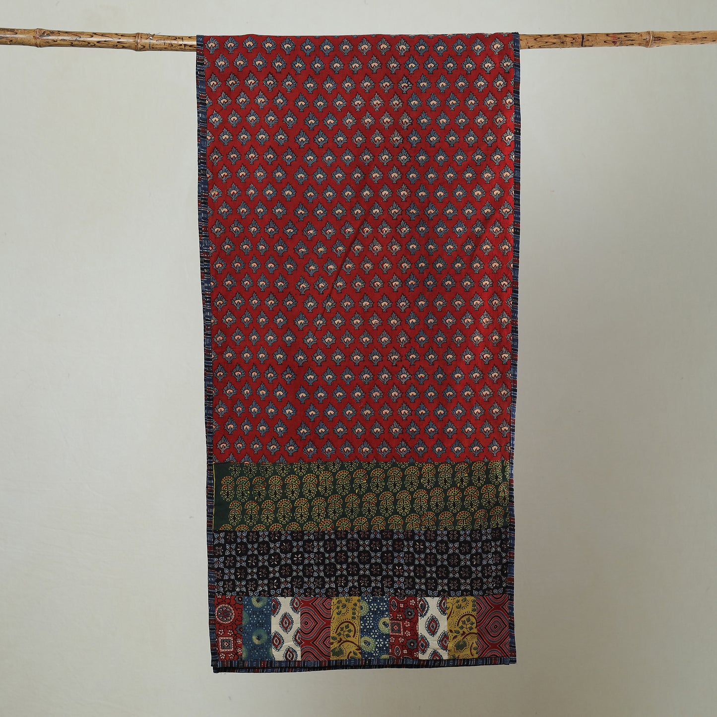 Multicolor - Patchwork Cotton Stole in Ajrakh Block Prints 04