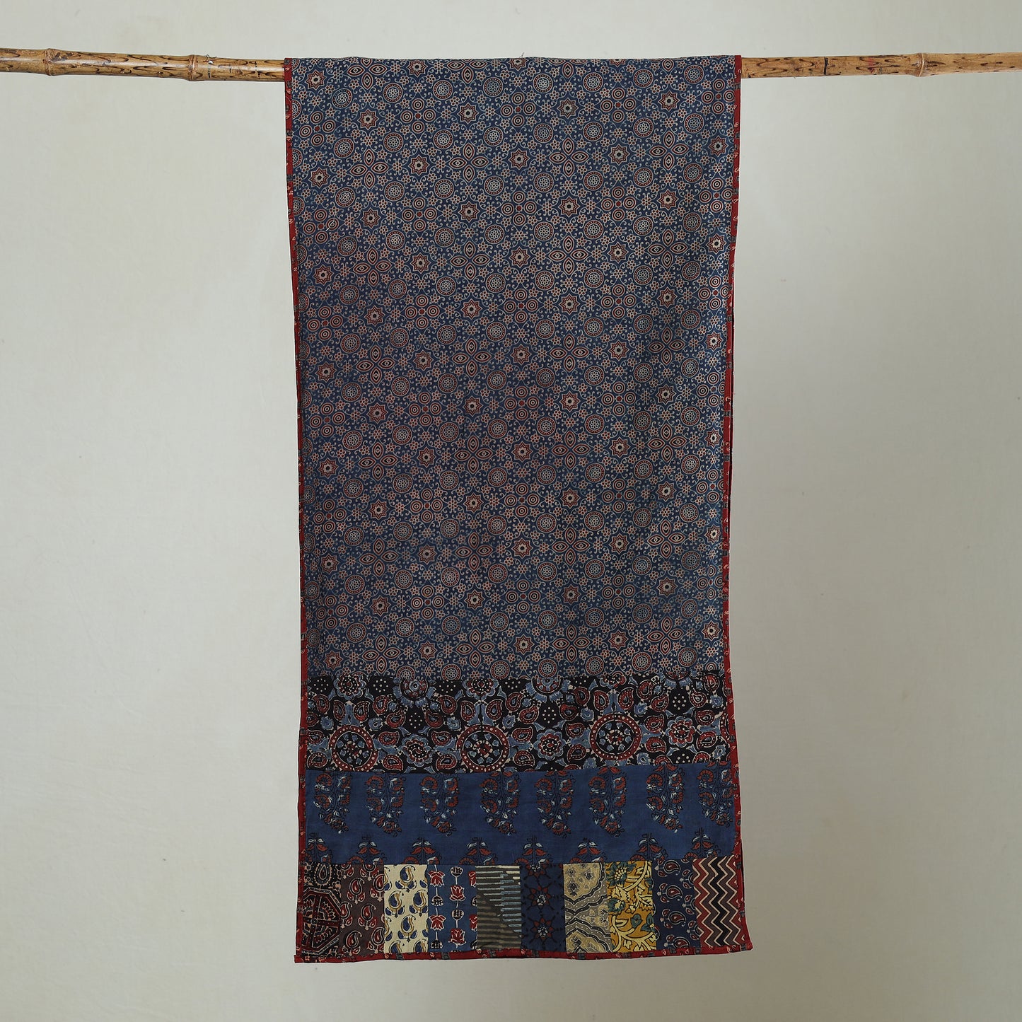 Multicolor - Patchwork Cotton Stole in Ajrakh Block Prints 02