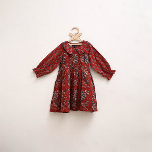 Pure Cotton Girls Frock Dress in Ajrakh Block Print (3-4 Years) 40