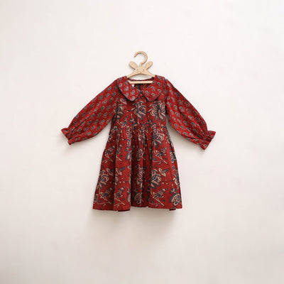 Pure Cotton Girls Frock Dress in Ajrakh Block Print (3-4 Years) 40