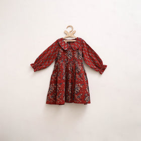 Pure Cotton Girls Frock Dress in Ajrakh Block Print (3-4 Years) 40