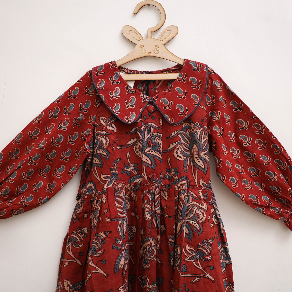 Pure Cotton Girls Frock Dress in Ajrakh Block Print (3-4 Years) 40