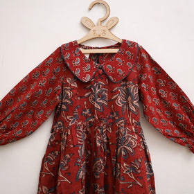 Pure Cotton Girls Frock Dress in Ajrakh Block Print (3-4 Years) 40