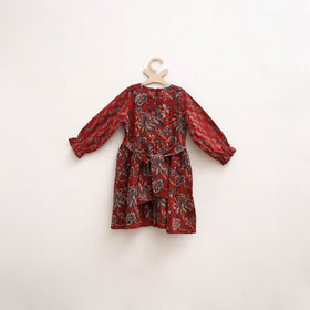 Pure Cotton Girls Frock Dress in Ajrakh Block Print (3-4 Years) 40