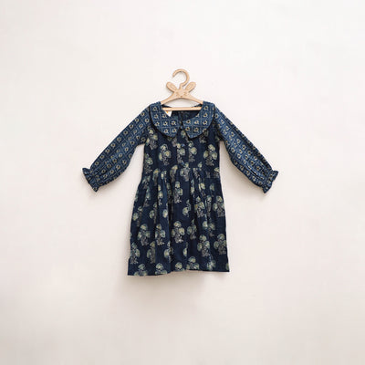 Pure Cotton Girls Frock Dress in Ajrakh Block Print (3-4 Years) 41