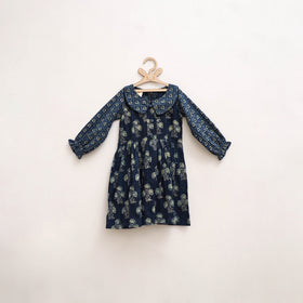 Pure Cotton Girls Frock Dress in Ajrakh Block Print (3-4 Years) 41
