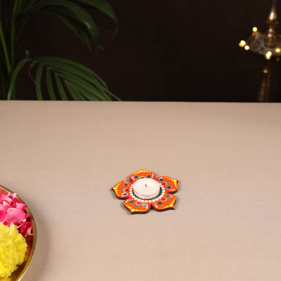 Handpainted Mirror Work Tealight Candle Holder 02