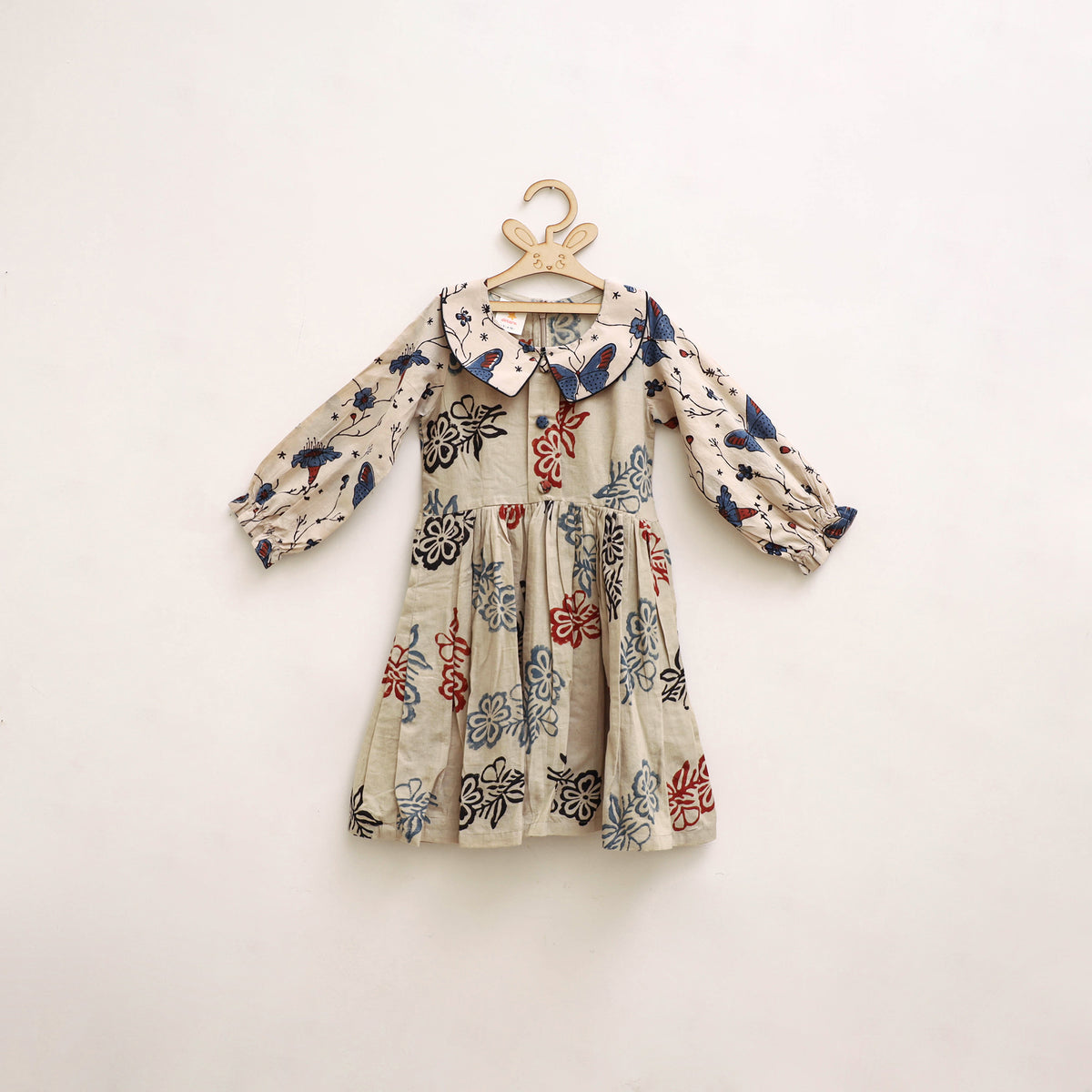 Pure Cotton Girls Frock Dress in Ajrakh Block Print (3-4 Years) 42