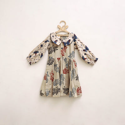 Pure Cotton Girls Frock Dress in Ajrakh Block Print (3-4 Years) 42