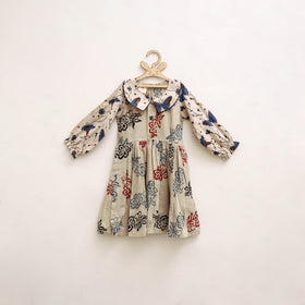 Pure Cotton Girls Frock Dress in Ajrakh Block Print (3-4 Years) 42