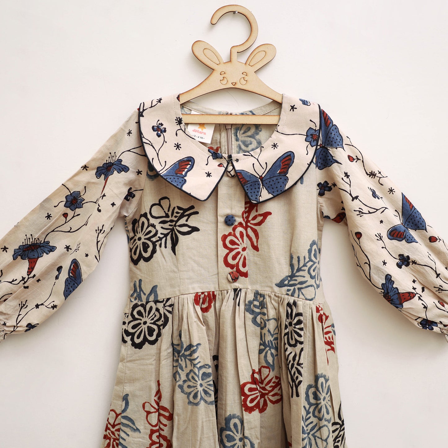 Pure Cotton Girls Frock Dress in Ajrakh Block Print (3-4 Years) 42