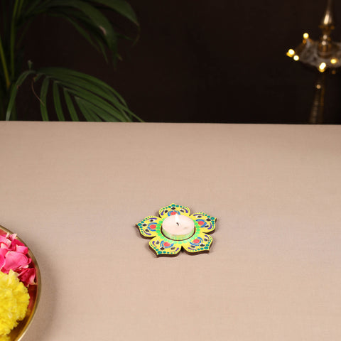 Handpainted Mirror Work Tealight Candle Holder 03