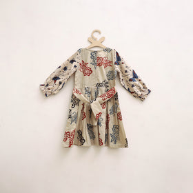 Pure Cotton Girls Frock Dress in Ajrakh Block Print (3-4 Years) 42