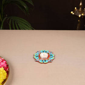 Handpainted Mirror Work Tealight Candle Holder 04