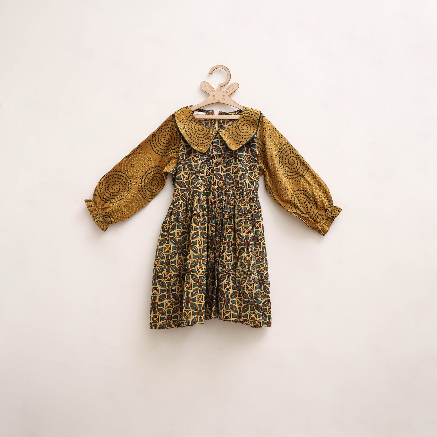 Pure Cotton Girls Frock Dress in Ajrakh Block Print (3-4 Years) 43