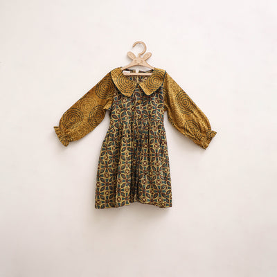 Pure Cotton Girls Frock Dress in Ajrakh Block Print (3-4 Years) 43