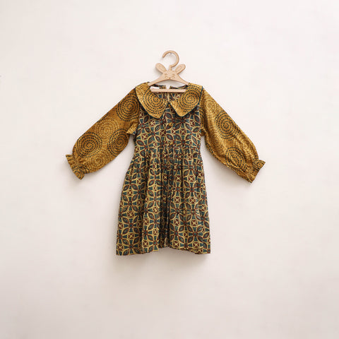 Pure Cotton Girls Frock Dress in Ajrakh Block Print (3-4 Years) 43