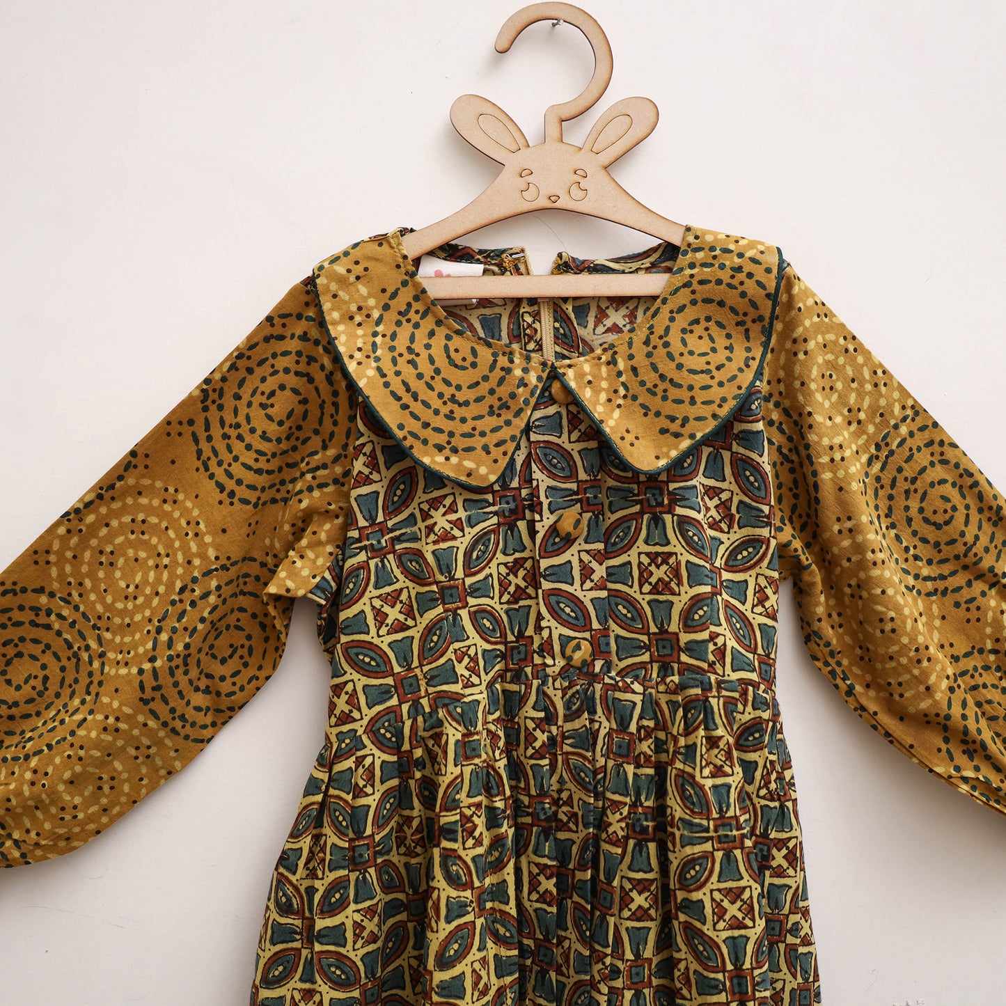 Pure Cotton Girls Frock Dress in Ajrakh Block Print (3-4 Years) 43
