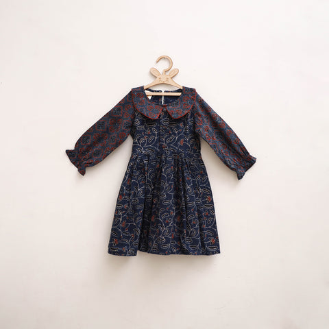 Pure Cotton Girls Frock Dress in Ajrakh Block Print (3-4 Years) 45
