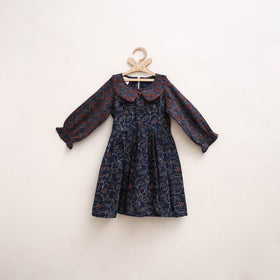 Pure Cotton Girls Frock Dress in Ajrakh Block Print (3-4 Years) 45