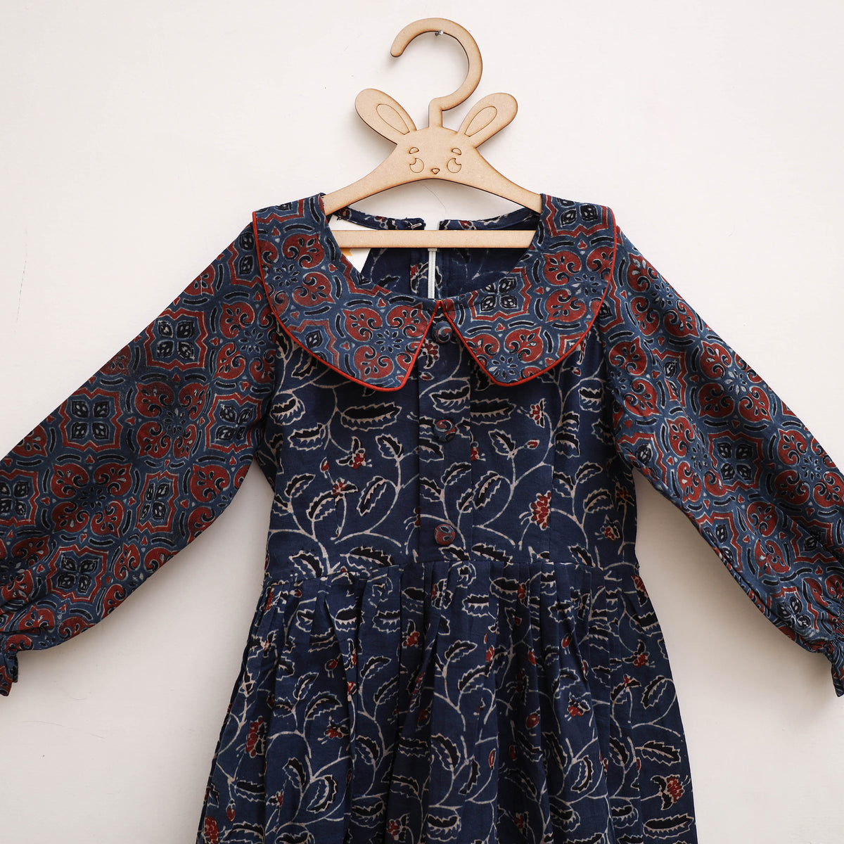 Pure Cotton Girls Frock Dress in Ajrakh Block Print (3-4 Years) 45
