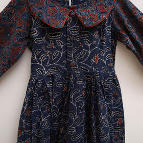 Pure Cotton Girls Frock Dress in Ajrakh Block Print (3-4 Years) 45