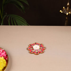Handpainted Mirror Work Tealight Candle Holder 07