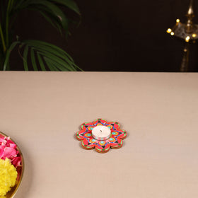 Handpainted Mirror Work Tealight Candle Holder 07
