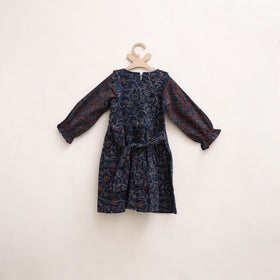 Pure Cotton Girls Frock Dress in Ajrakh Block Print (3-4 Years) 45
