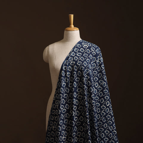 Blue - Bagru Indigo Hand Block Print Natural Dyed Cotton Fabric 01