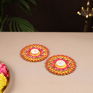 Handpainted Mirror Work Tealight Candle Holder (Set of 2) 09