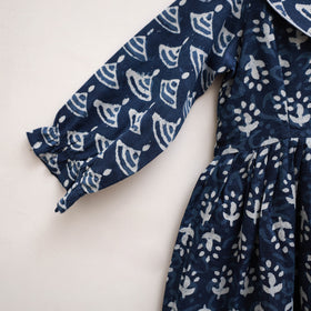 Pure Cotton Girls Frock Dress in Indigo Bagru Block Print (3-4 Years) 46