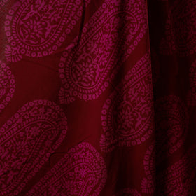 Red - natural dyed cotton bagh fabric 12 - handcrafted