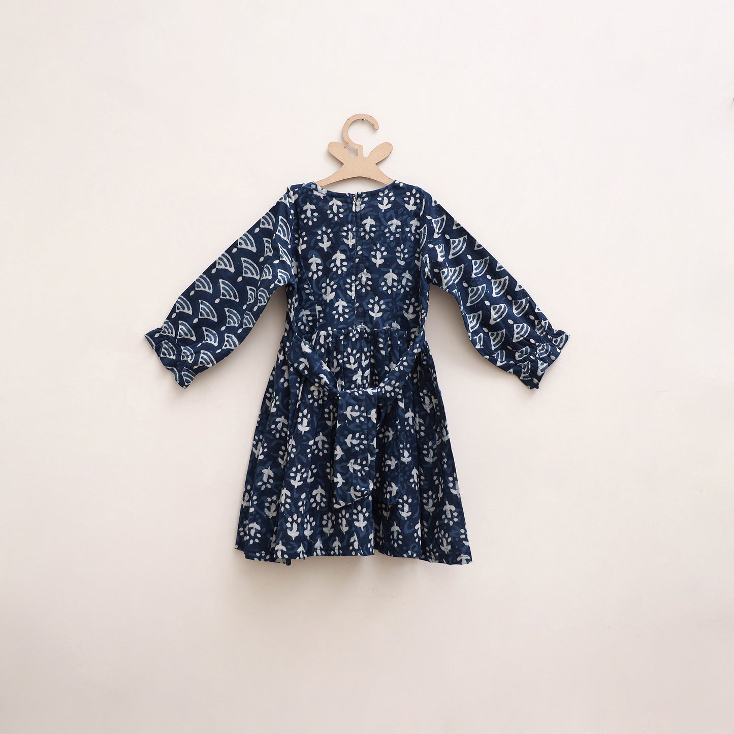 Pure Cotton Girls Frock Dress in Indigo Bagru Block Print (3-4 Years) 46