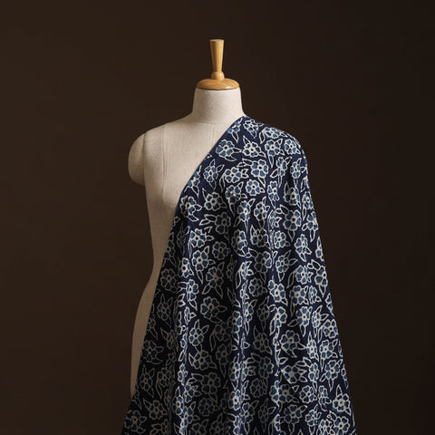 Blue - Bagru Indigo Hand Block Print Natural Dyed Cotton Fabric 02
