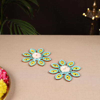 Handpainted Mirror Work Tealight Candle Holder (Set of 2) 10